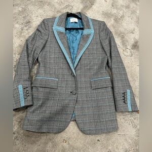 Women’s Contrast RACIL Gray Blazer with Blue Accents